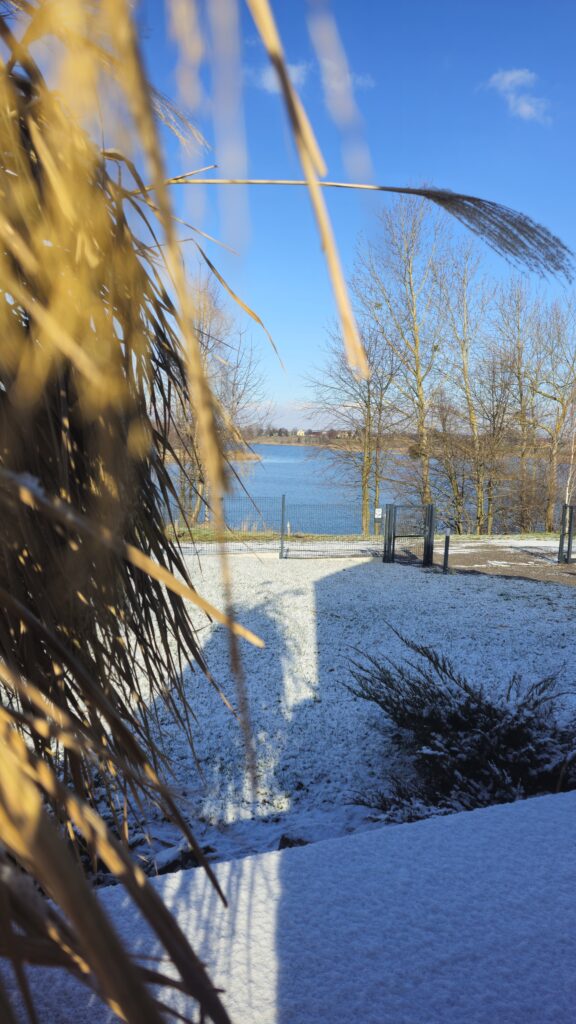 odpoczynek Hytte na Wyspie – widok z tarasu na wodę
